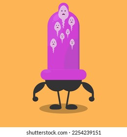cute condom character vector illustration