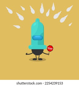 cute condom character vector illustration