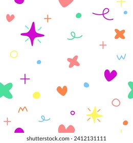 El confetti suave espolvorea brillo. divertido doodle de línea colorida patrón sin fisuras. Fondo creativo de arte abstracto para niños o diseño festivo. Vector de ilustración 10 eps. 