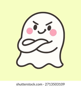 Diseño de Plantilla de Ilustración vectorial de color plano fantasma de halloween lindo y seguro