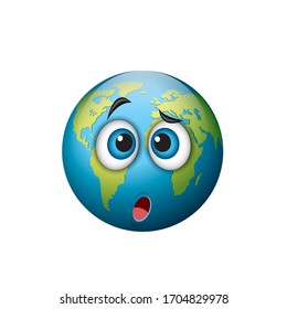 Cute confused Earth emoticon - emoji - vector illustration