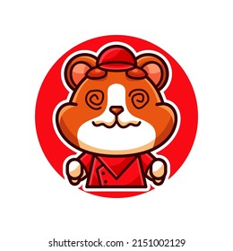 Cute confused hamster cartoon vector icon illustration