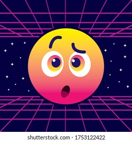 Cute confused retro emoticon - vintage emoji - vector illustration
