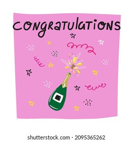 Cute Congrats, congratulations card, vector illustration