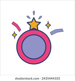 Cute Congratulation Icon Illustration for Sticker
