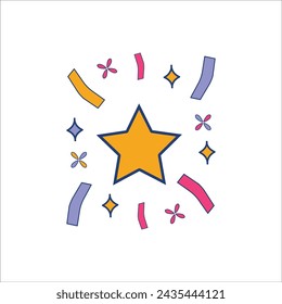 Cute Congratulation Icon Illustration for Sticker