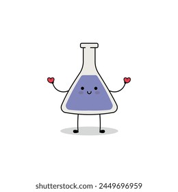 Cute conical flask cartoon character spreading love doodle