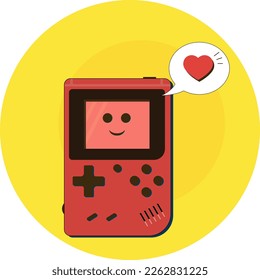 Cute console vector illustration Game Box . Gaming mascot logo. Character. Old retro game. Flat cartoon style suitable for web page, banner, flyer, sticker, postcard, background