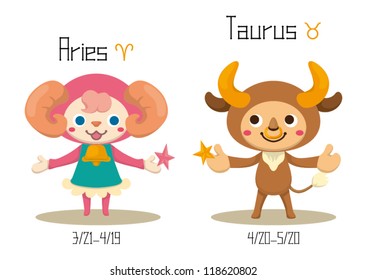 Cute Constellations Aries and Taurus