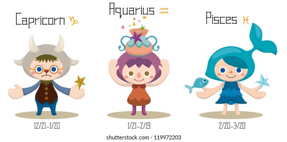 Cute Constellations Capricorn & Aquarius & Pisces