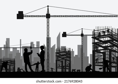 cute construction activity silhouette graphic