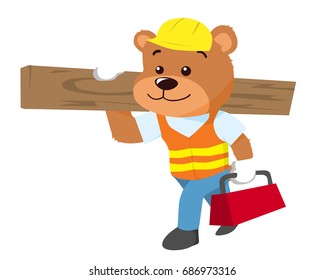 Cute Construction Contractor Bear in Uniform Illustration Suitable for Education, Card, T-Shirt, Social Media, Print, Book, Stickers, and Any Other Kids Related Activities