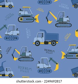 cute construction machinery illustration feature pattern design for children's graphics