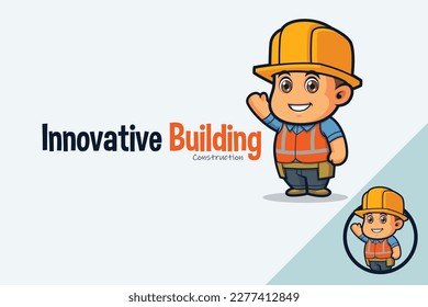 Cute Construction Worker Mascot für Bauunternehmen