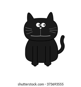 Cute contour cat. Flat design. White background. Isolated Vector illustration