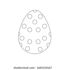Cute contrast Easter egg with peas on a white background. Suitable for cards, banners, invitations, greetings, packaging, napkins. Sketch, outline.
