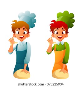 Cute Cook Character Vector Illustration. Boy baking