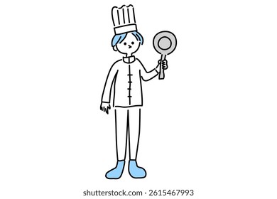 Cute cook with frying pan