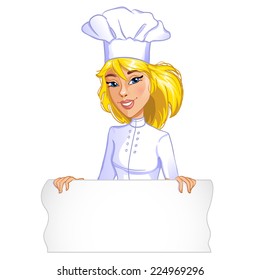 Cute cook girl with a message board, eps10 
