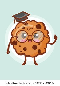 	
Cute cookie choco chips scholar concept. cartoon