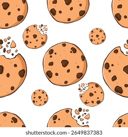 Cute Cookie Doodle Pattern Hand Drawn Dessert Illustration