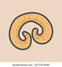 cute cookie food in outline flat vector design.