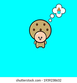 Cute cookie mascot character vector design imagining dot