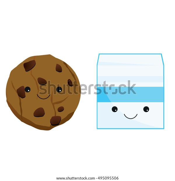 Cute Cookie Milk Clip Art Party Stock Vector (Royalty Free) 495095506