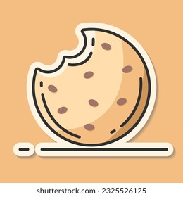 Cute cookie sticker in pastel concept beige color