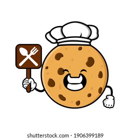 cute cookies cartoon mascot character funny expression showing restaurant symbol