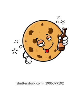 cute cookies cartoon mascot character funny expression drunken dizzy