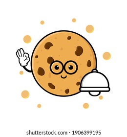 cute cookies cartoon mascot character funny expression holding food cover