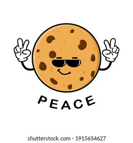 cute cookies cartoon mascot character funny expression peace reveal