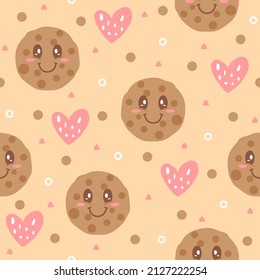 Cute cookies cartoon pattern backgrounds