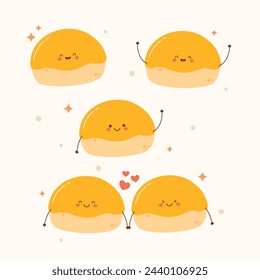 Cute cookies character vector set illustration