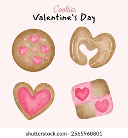 Cute cookies decorated for Valentine's Day