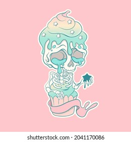 CUTE COOKIES SKULL FOR CHARACTER, STICKER, T-SHIRT