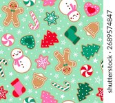 Cute cookies with snow pattern design for christmas and new year holidays background.