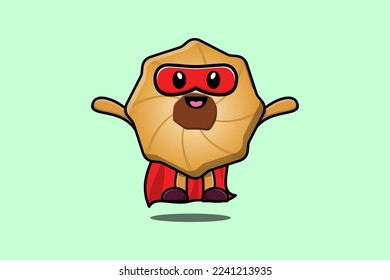 Cute Cookies superhero character flying illustration cartoon vector in 3d modern style design