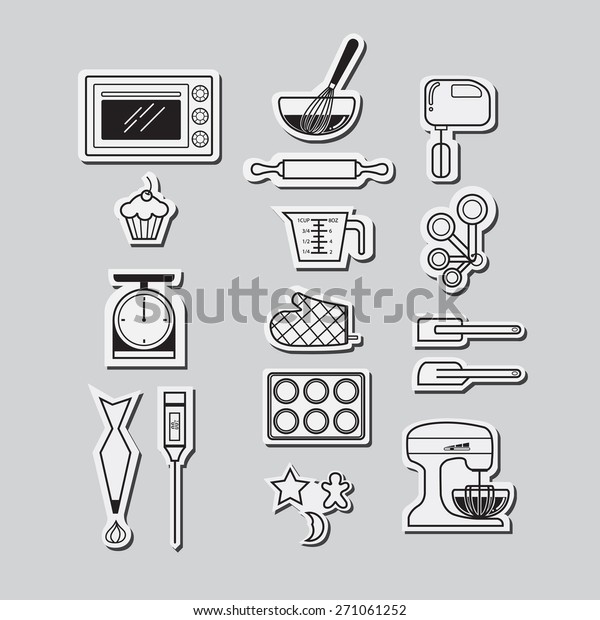 Cute Cooking Bakery Kitchen Appliances Icons Stock Vector Royalty Free 271061252