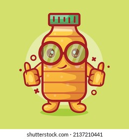 cute cooking oil bottle character mascot with thumb hand gesture isolated cartoon in flat style design