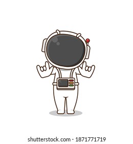 Cute cool astronaut. Vector illustration of chibi character isolated on white background.