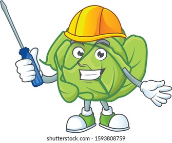 Cute and cool automotive cabbage presented in mascot design