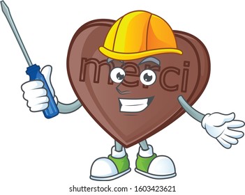 Cute and cool automotive one bite love chocolate presented in mascot design