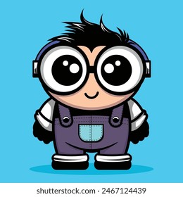 Cute Cool Boy Cartoon Vector Icon Illustration.
