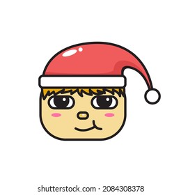 cute and cool boy santa claus head illustration