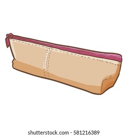 Cute and cool bright brown red pencil case - vector.