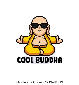 Cute cool Buddha mascot logo design 