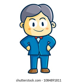 Cute and cool businessman standing and smiling - vector.