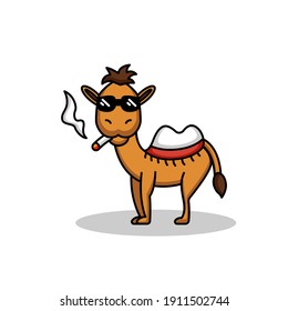 cute cool camel mascot logo design